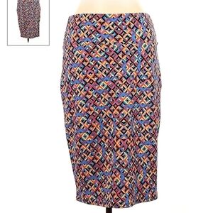 LulaRoe Geometric Cassie Pencil Skirt Women's Large L Stretch Wide Waistband EUC